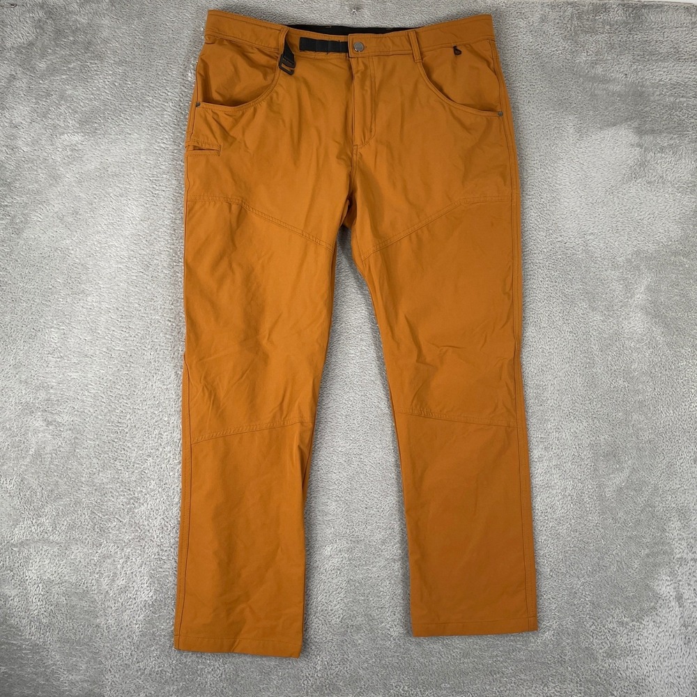 NEBU Pants Mens 38x30 Orange Hiking Gorpcore Technical Nylon Fitted Outdoor